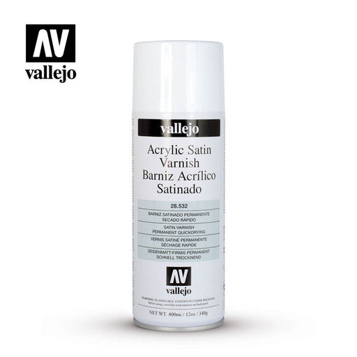 28.532 Acrylic Satin Spray Varnish - Vallejo: Hobby Paint Aerosol - RedQueen.mx