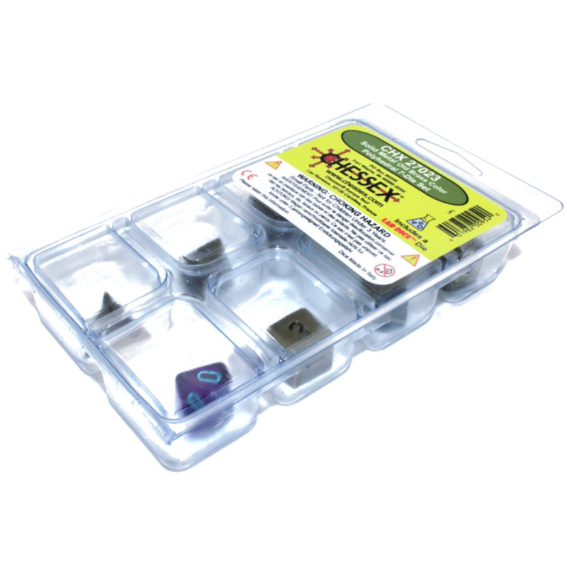 Metal Polyhedral Old Brass Set (7 dados) - Chessex Dice Set