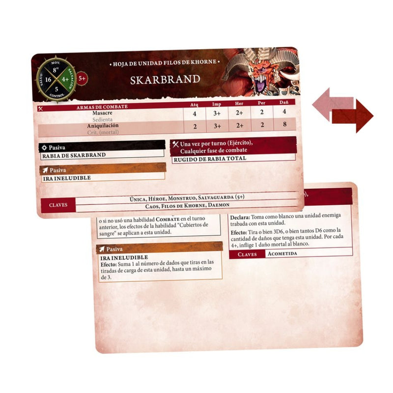 Filos de Khorne: Tarjetas de unidad 2025 (Español) - Age of Sigmar