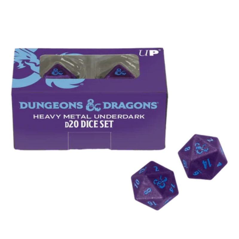 Phandelver Campaign 2D20 Heavy  Metal Zinc Dice Set "Royal Purple and Sky Blue" for Dungeons & Dragons - Ultra Pro