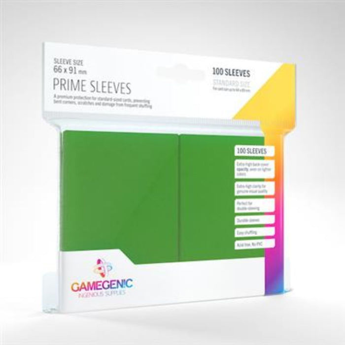 Prime Sleeves Green (Standard 66x91mm) - GameGenic: Fundas Protectoras