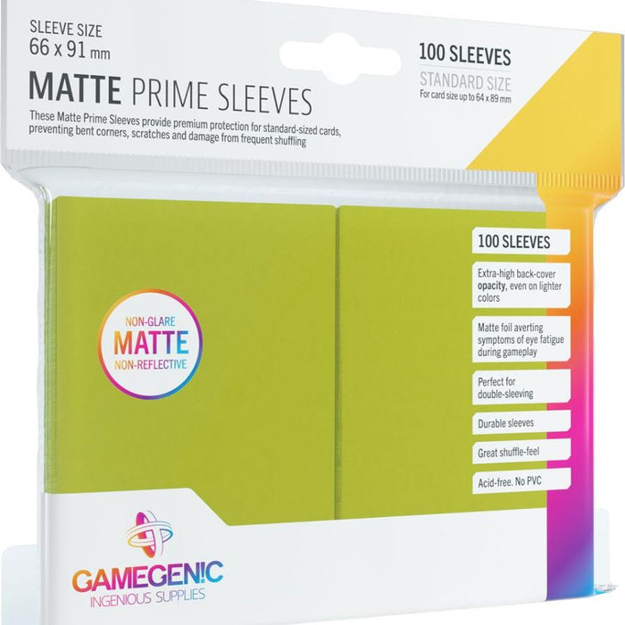 MATTE Prime Sleeves Lime (Standard 66x91mm) - GameGenic: Fundas Protectoras