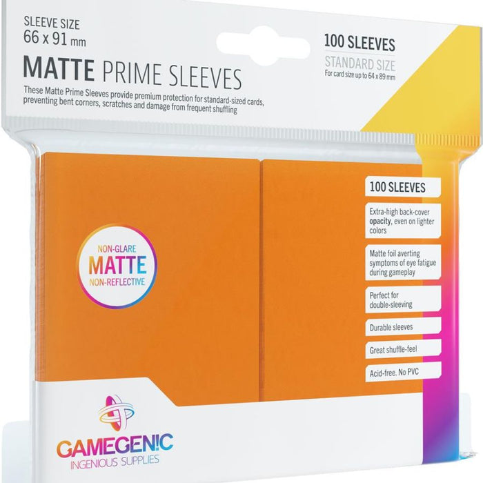 MATTE Prime Sleeves Orange (Standard 66x91mm) - GameGenic: Fundas Protectoras
