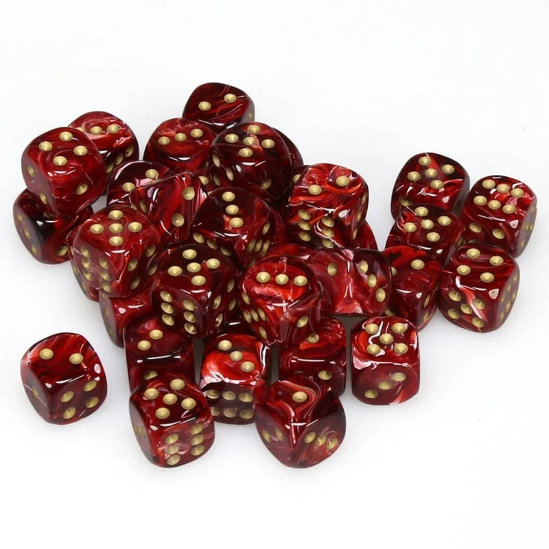 Vortex Burgundy/gold 12mm d6 (36 dados) - Chessex Dice Set