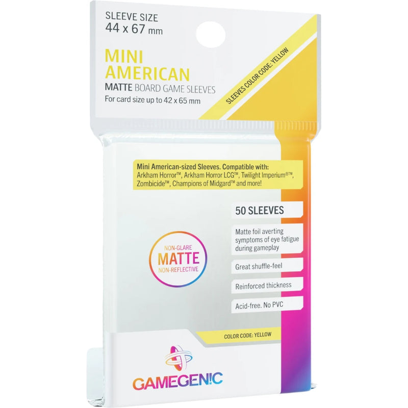 MATTE Sleeves: Mini American [Yellow] (44 x 67 mm) - GameGenic: Fundas Protectoras