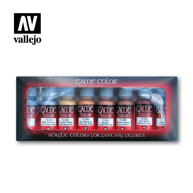72.303 Metallic Colors, Game Color Set (8x 17ml) - Vallejo: Paint Set