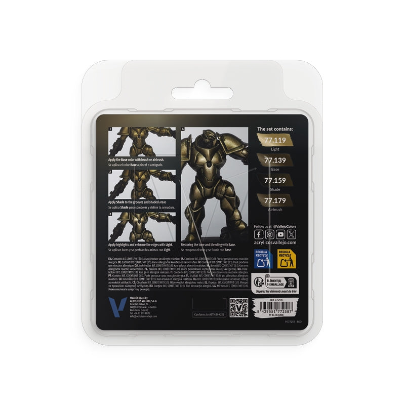 77.258 Set Metal Envejecido (4 x 18ml) - Vallejo: True Metallic Metal