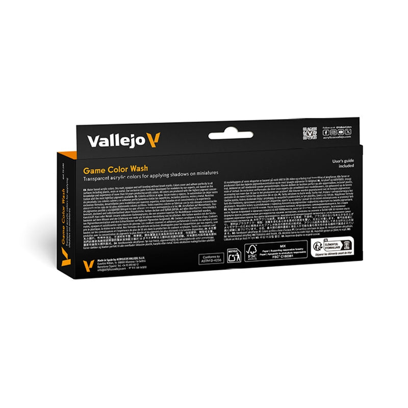 Game Color Wash Paint Set (8x18ml) - Vallejo: Game Color, Effects Color Series