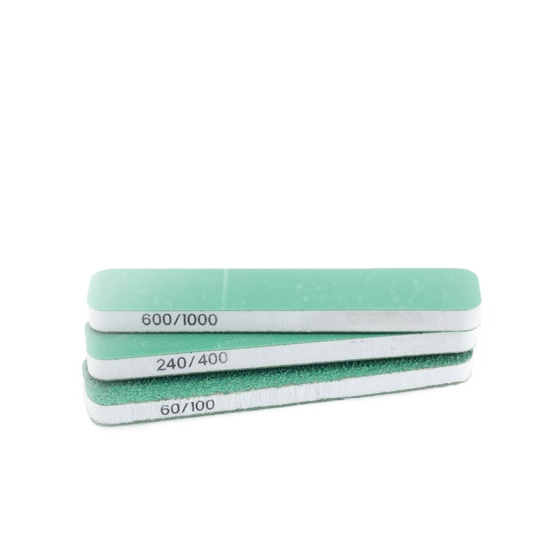 T04001 Set de 3 Lijas Flexibles, Doble Grano (90x19x6 mm) - Vallejo: Herramientas