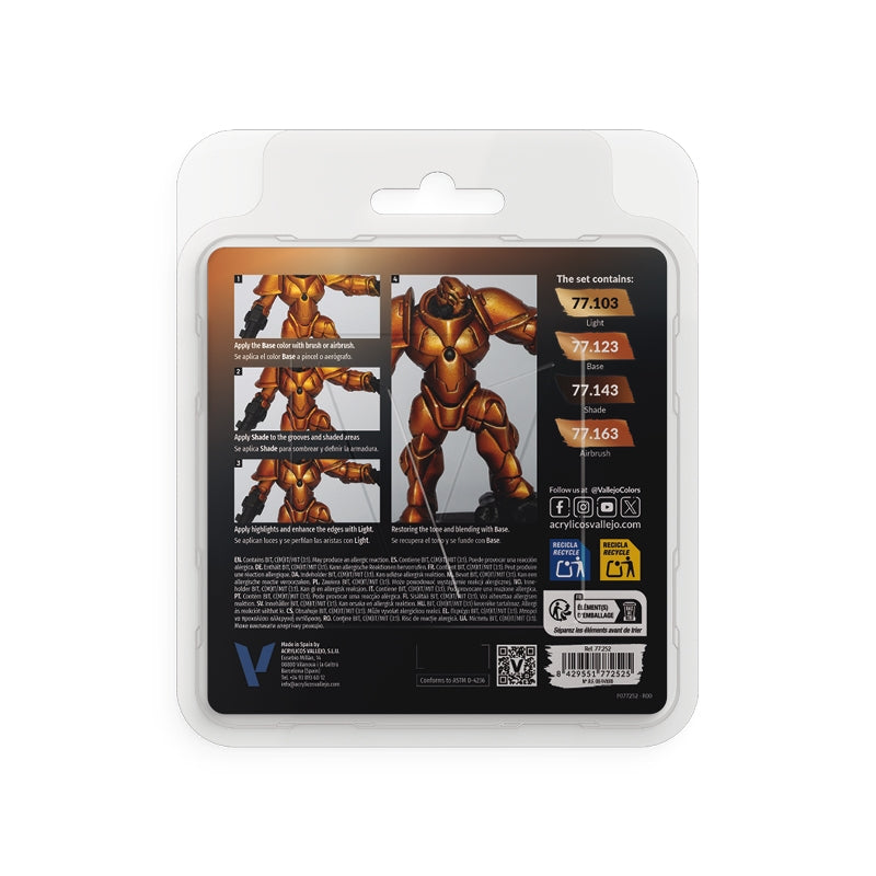 77.252 Set Oro Imperial (4 x 18ml) - Vallejo: True Metallic Metal