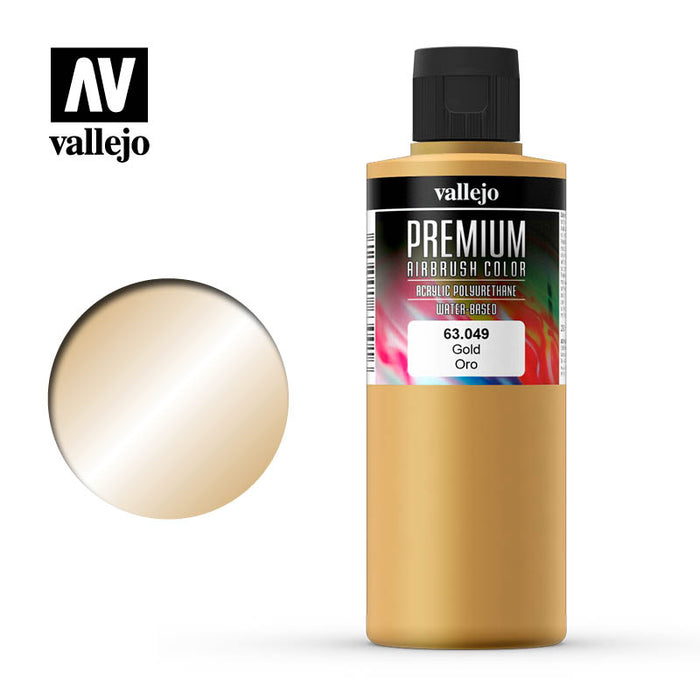 63.049 Gold (200ml) - Vallejo: Premium Airbrush Color