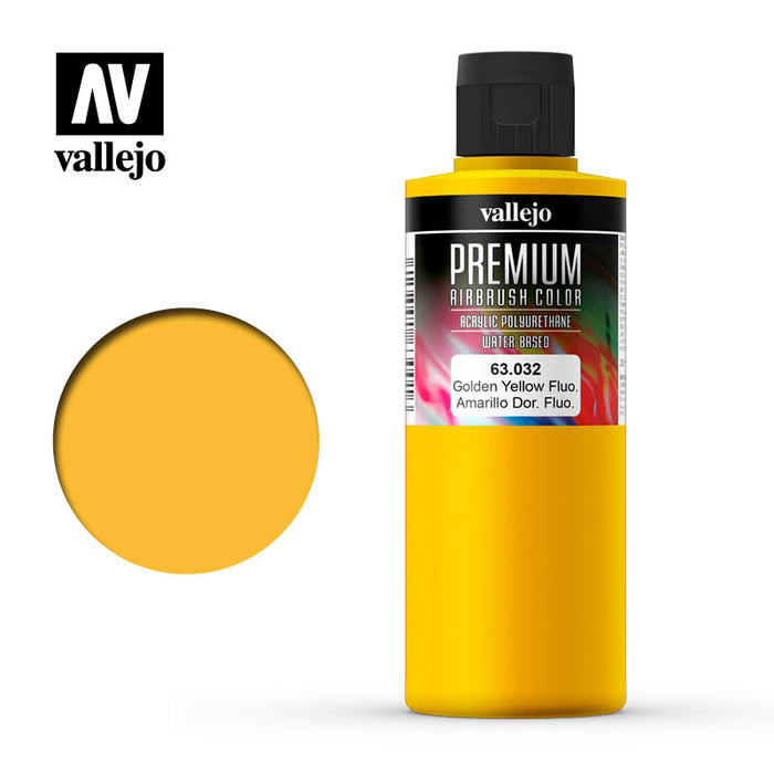 63.032 Golden Yellow Fluorescent (200ml) - Vallejo: Premium Airbrush Color