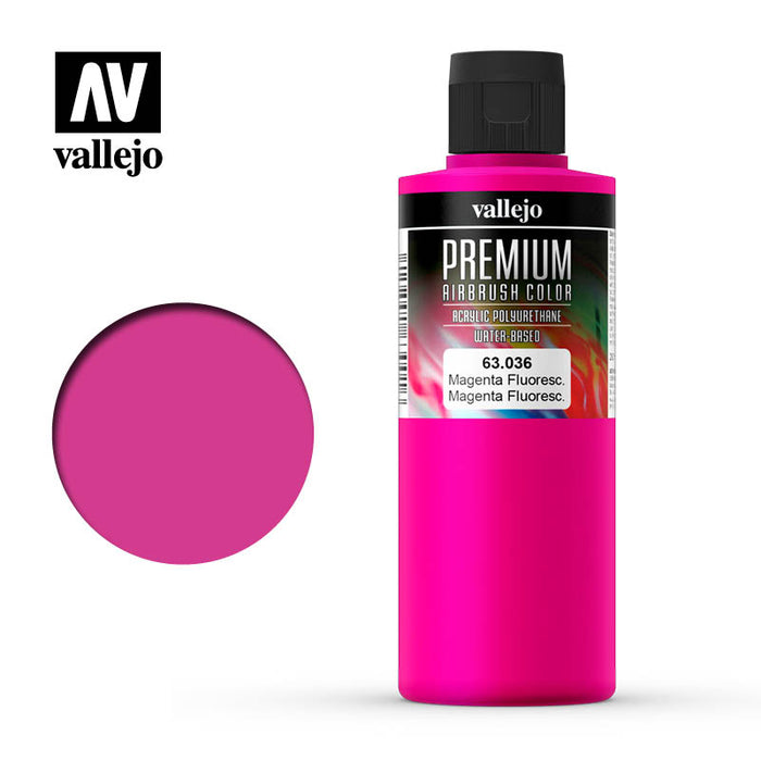 63.036 Magenta Fluorescent (200ml) - Vallejo: Premium Airbrush Color