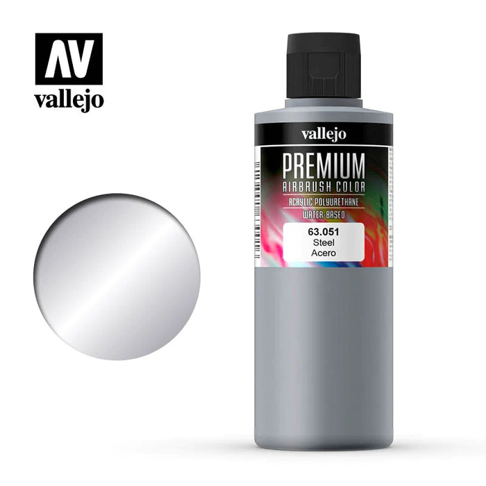 63.051 Steel (200ml) - Vallejo: Premium Airbrush Color