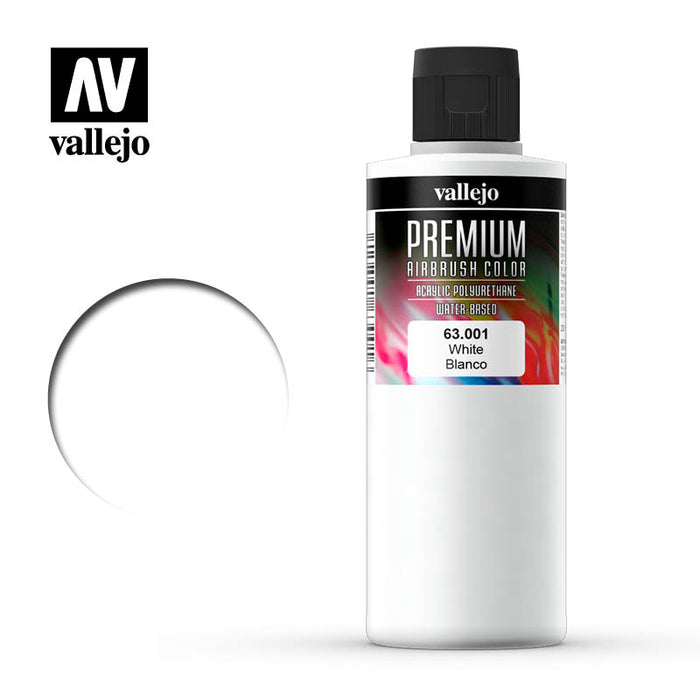 63.001 White (200ml) - Vallejo: Premium Airbrush Color