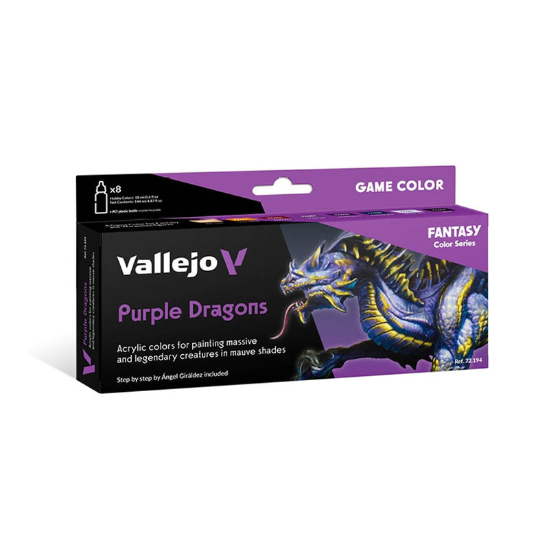72.194 Purple Dragons Paint Set (8x18ml) - Vallejo: Game Color, Fantasy Color Series