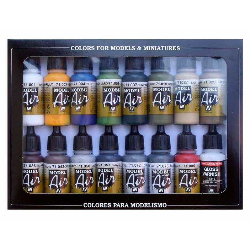 Building Colors, Model Air Set (16x 17ml) - Vallejo: Paint Set - RedQueen.mx