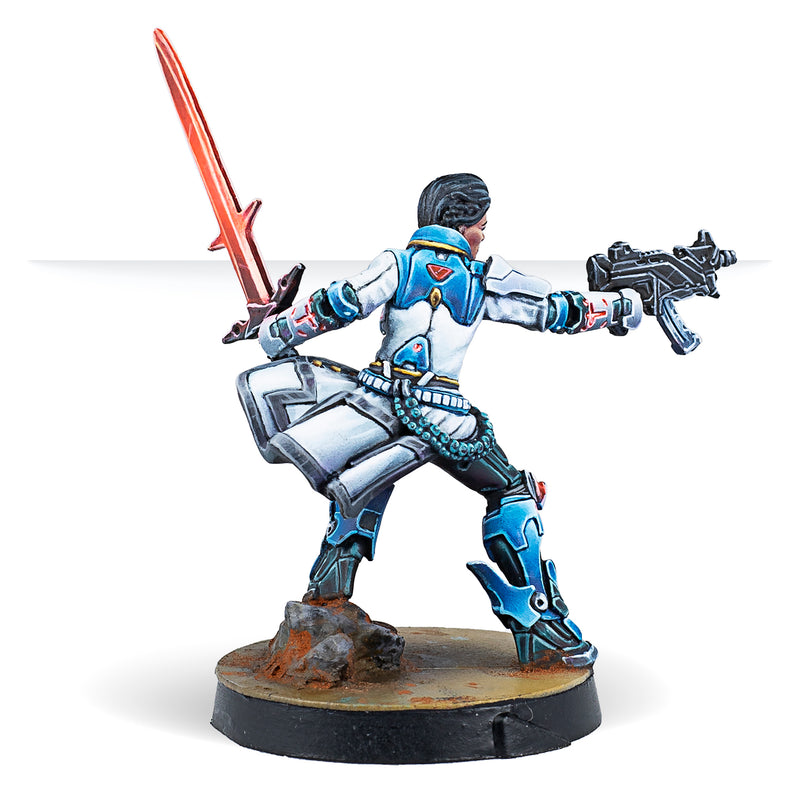 Shona Carano, Aristeia! Swordmaster (Submachine gun) - Infinity: O-12 & Panoceania - RedQueen.mx