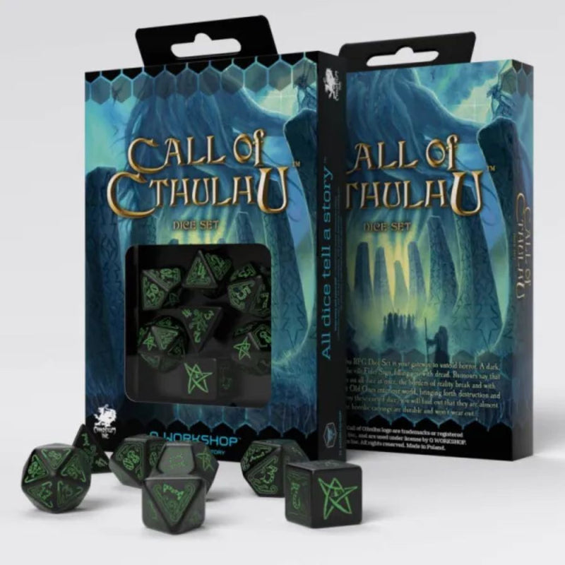 Call of Cthulhu Black/Green - Dice Set - RedQueen.mx