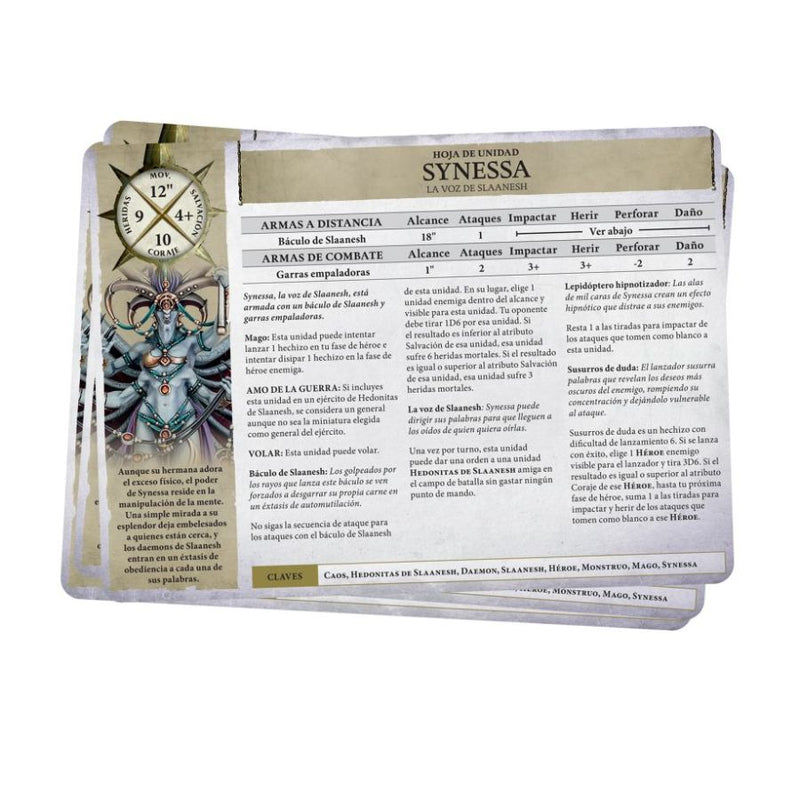 Hedonites of Slaanesh Warscroll Cards 2023 (Español) - WH Age of Sigmar - RedQueen.mx