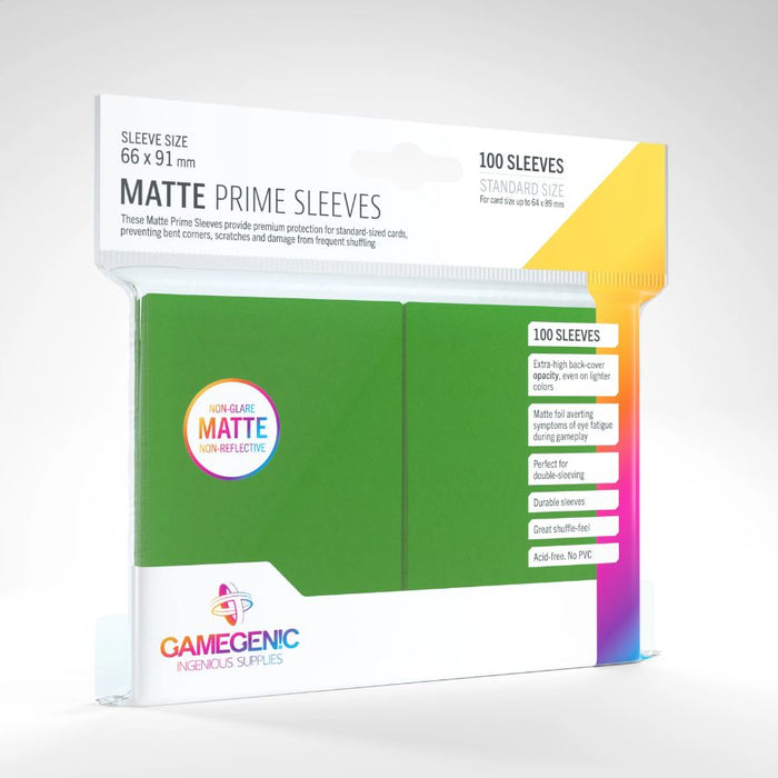 MATTE Prime Sleeves Green (Standard 66x91mm) - GameGenic: Fundas Protectoras - RedQueen.mx