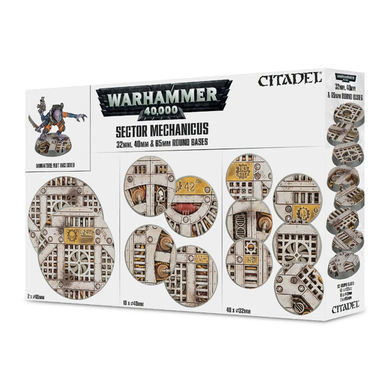 Sector Mechanicus Industrial Round Bases (32mm, 40mm & 65mm) (52x) - Citadel: Bases - RedQueen.mx