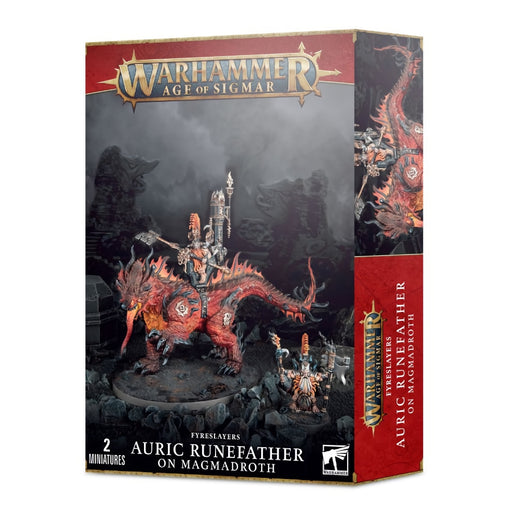 Auric Runefather on Magmadroth - WH Age of Sigmar: Fyreslayers - RedQueen.mx