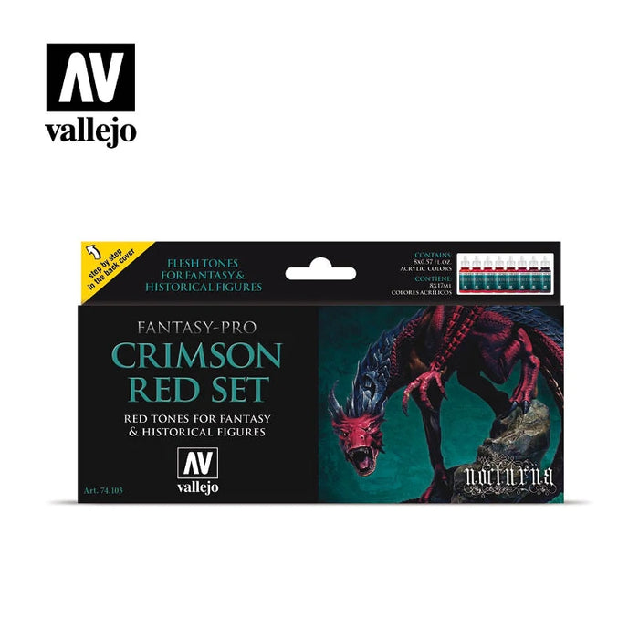 Crimson Red, Fantasy Pro Series - Vallejo: Paint Set - RedQueen.mx