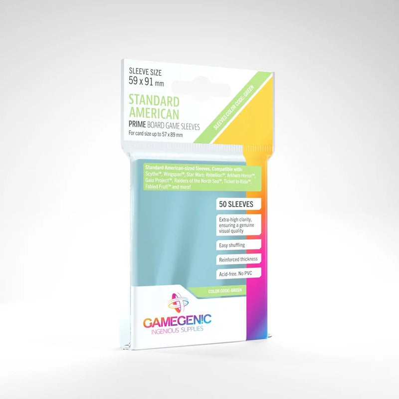 Standard American Prime Board Game Sleeves GREEN (59x91mm) - GameGenic: Fundas Protectoras - RedQueen.mx