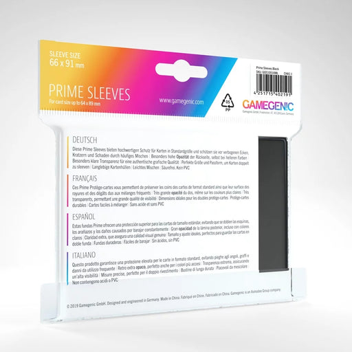 Prime Sleeves Black (Standard 66x91mm) - GameGenic: Fundas Protectoras - RedQueen.mx