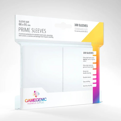 Prime Sleeves White (Standard 66x91mm) - GameGenic: Fundas Protectoras - RedQueen.mx