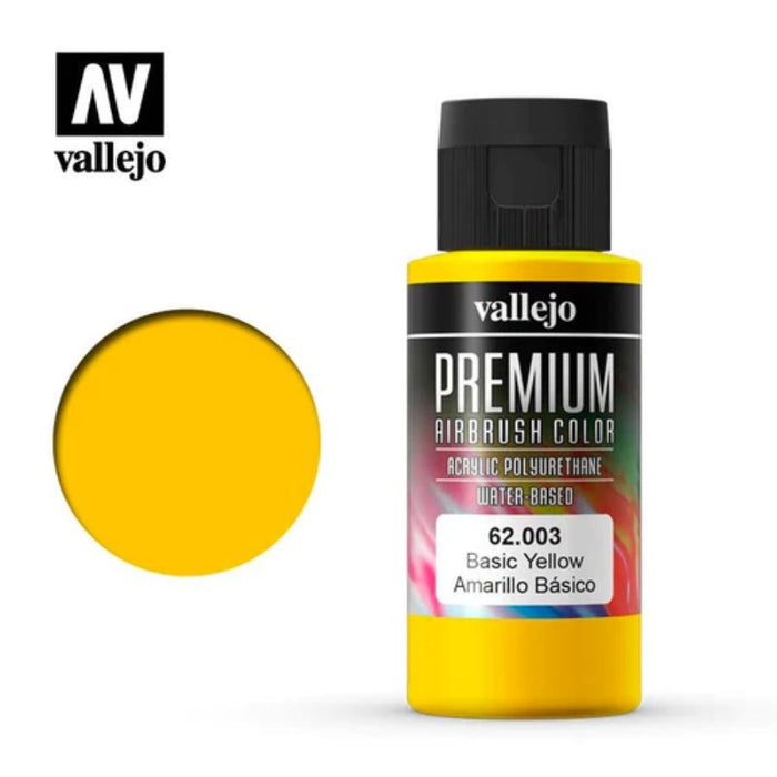 62.003 Basic Yellow (60ml) - Vallejo: Premium Airbrush Color - RedQueen.mx