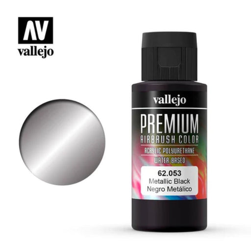 62.053 Negro Metálico (60ml) - Vallejo: Premium Airbrush Color - RedQueen.mx