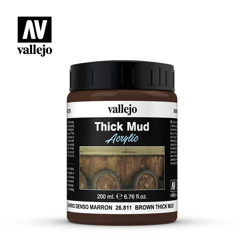 26.811 Brown Thick Mud Texture (200ml) - Vallejo: Diorama Effects - RedQueen.mx