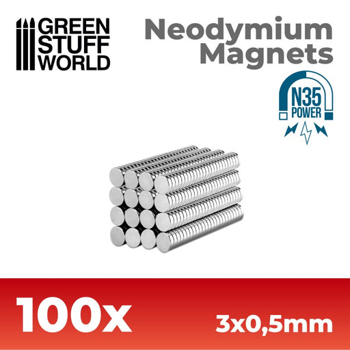 Neodymium Magnets N35 (3x0.5mm) (100x) - GSW Magnets - RedQueen.mx