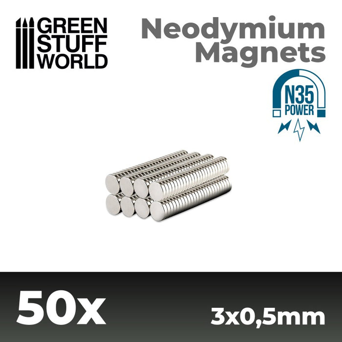 Neodymium Magnets N35 (3x0.5mm) (50x) - GSW Magnets - RedQueen.mx
