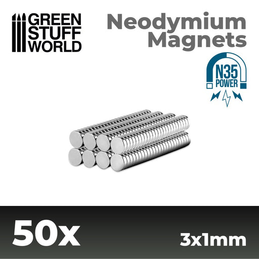 Neodymium Magnets N35 (3x1mm) (50x) - GSW Magnets - RedQueen.mx