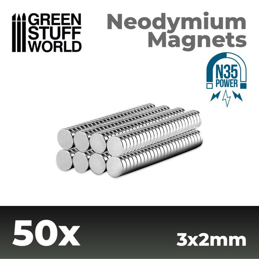 Neodymium Magnets N35 (3x2mm) (50x) - GSW Magnets - RedQueen.mx