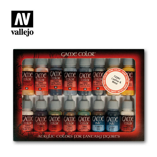 Leather & Metal, Game Color Set (16x 17ml) - Vallejo: Paint Set - RedQueen.mx