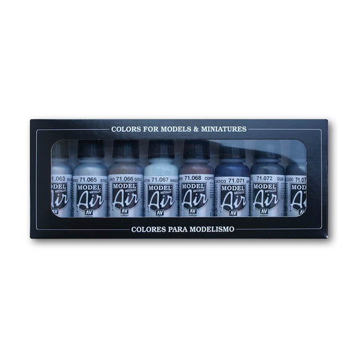 Metallic Colors, Model Air Set (8x 17ml) - Vallejo: Paint Set - RedQueen.mx