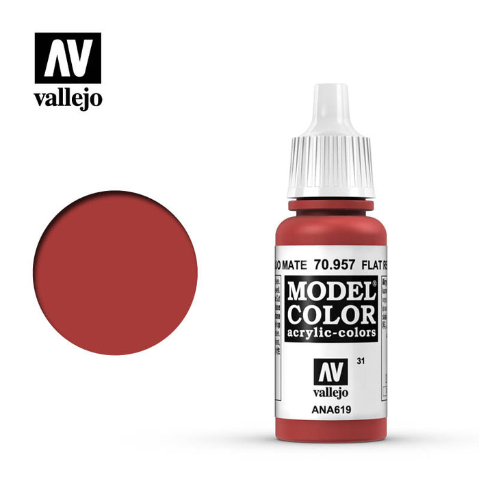 70.957 Flat Red (17ml) - Vallejo: Model Color - RedQueen.mx
