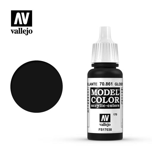 70.861 Glossy Black (17ml) [170] - Vallejo: Model Color - RedQueen.mx