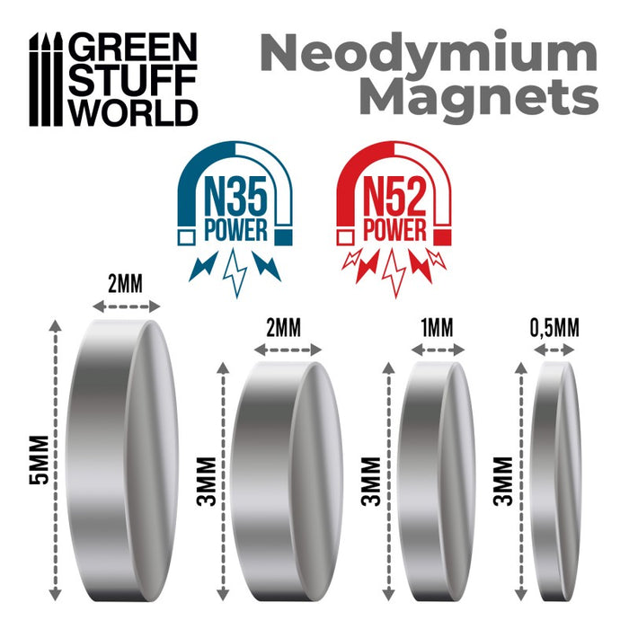 Neodymium Magnets N35 (5x2mm) (50x) - GSW Magnets - RedQueen.mx