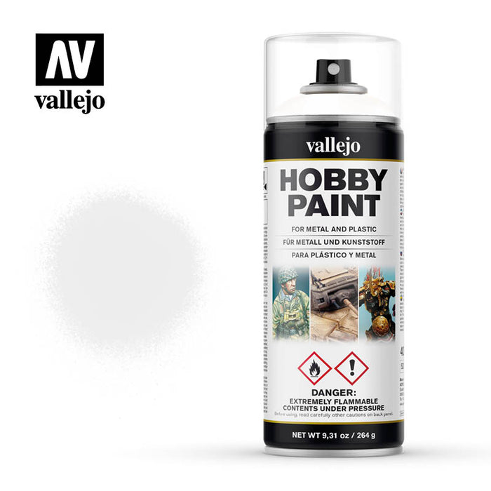 28.010 Primer Blanco (400ml) - Vallejo: Hobby Paint Aerosol - RedQueen.mx