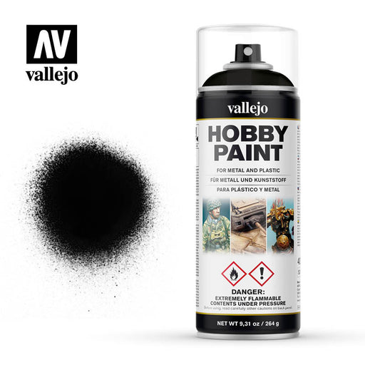 28.012 Primer Negro (400ml) - Vallejo: Hobby Paint Aerosol - RedQueen.mx