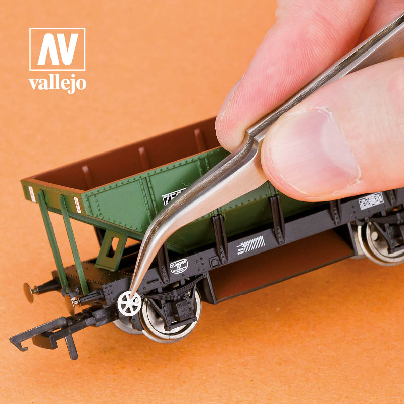 Pinzas de Precisión de Punta Curva (115 mm) - Vallejo: Tools - RedQueen.mx