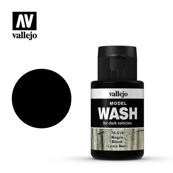 76.518 Black (35ml) - Vallejo: Model Wash - RedQueen.mx