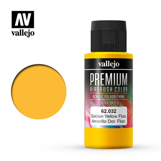 62.032 Fluorescent Golden Yellow (60ml) - Vallejo: Premium Airbrush Color - RedQueen.mx