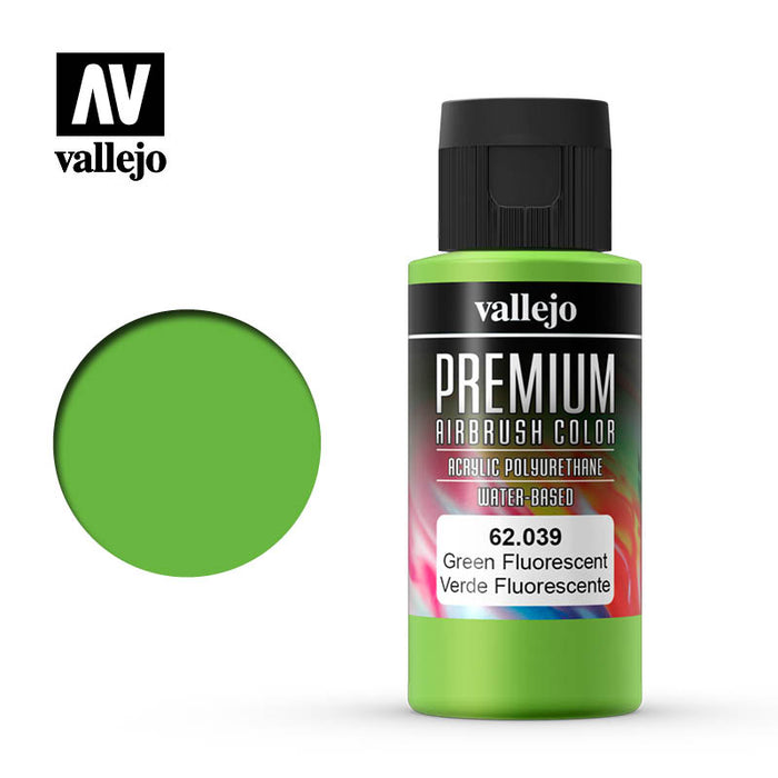 62.039 Fluorescent Green (60ml) - Vallejo: Premium Airbrush Color - RedQueen.mx
