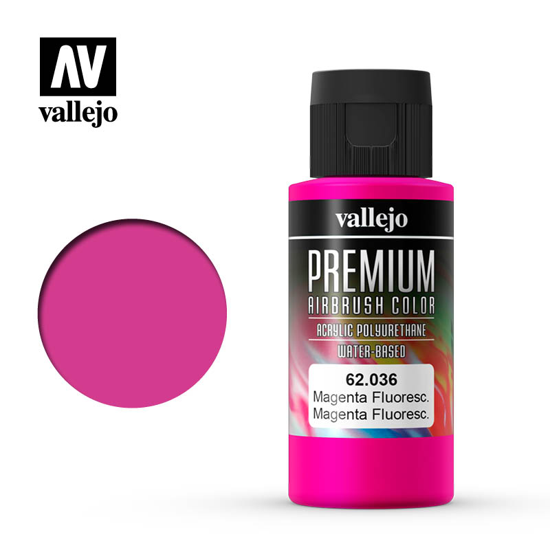 62.036 Fluorescent Magenta (60ml) - Vallejo: Premium Airbrush Color - RedQueen.mx